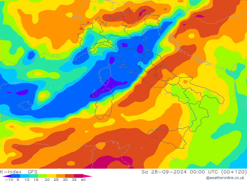 K-Index GFS sáb 28.09.2024 00 UTC