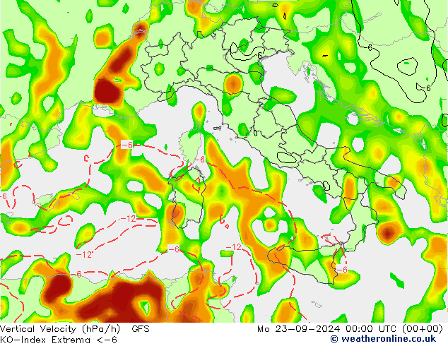 Konvektiv-Index GFS Mo 23.09.2024 00 UTC