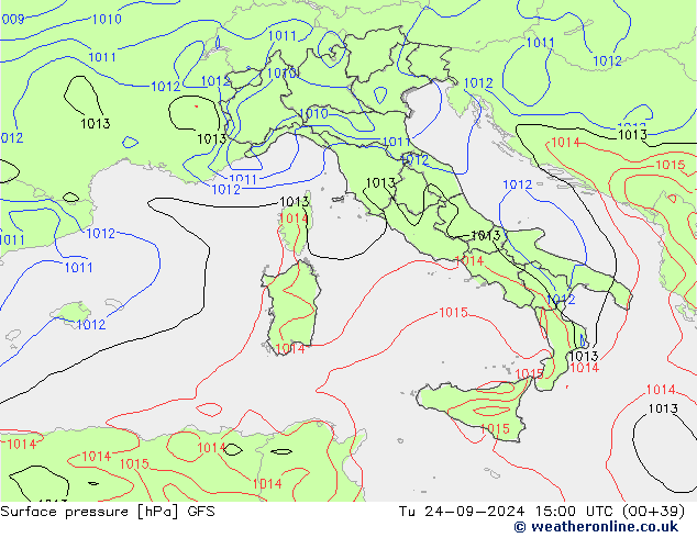 Bodendruck GFS Di 24.09.2024 15 UTC