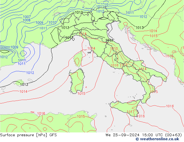 pression de l'air GFS mer 25.09.2024 15 UTC