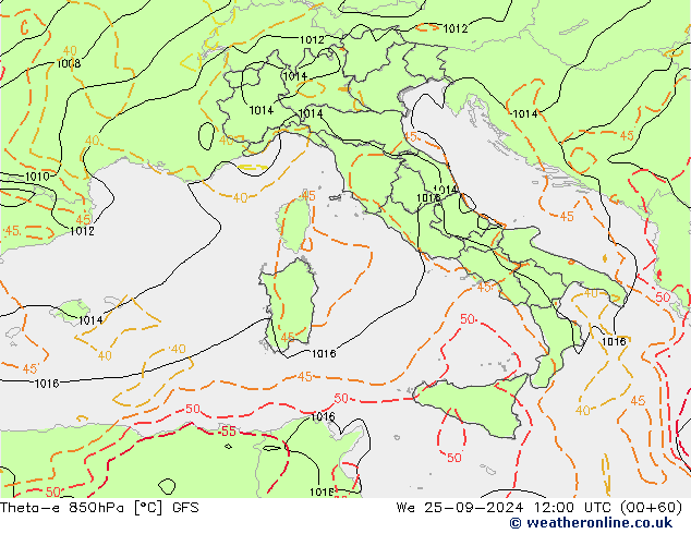 Theta-e 850hPa GFS wrzesień 2024