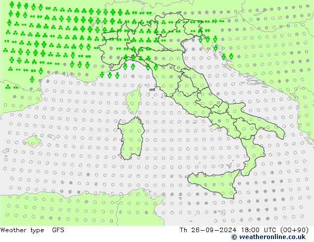 Type de précipitation GFS jeu 26.09.2024 18 UTC