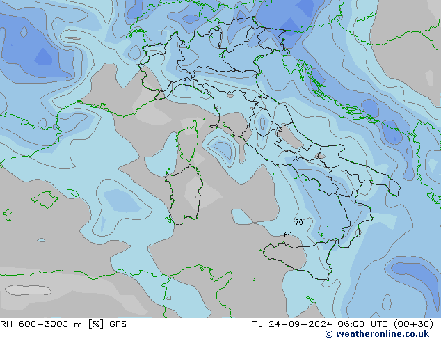 RH 600-3000 m GFS September 2024