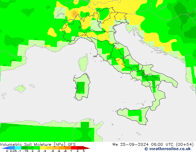 Volumetric Soil Moisture GFS śro. 25.09.2024 06 UTC