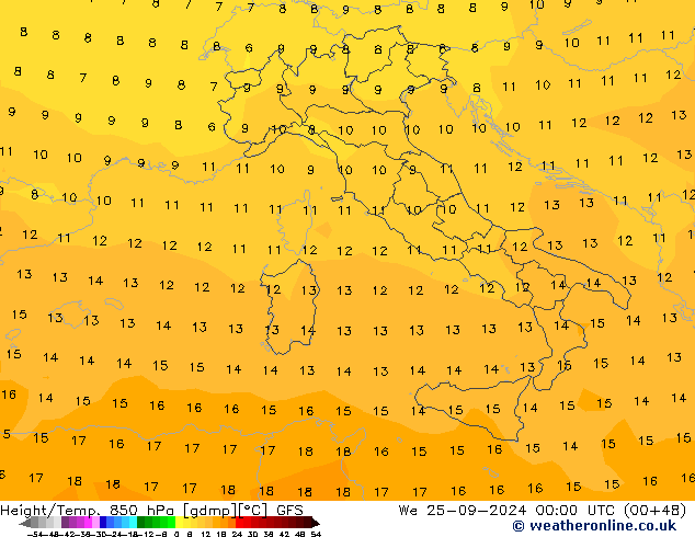 Z500/Rain (+SLP)/Z850 GFS mer 25.09.2024 00 UTC