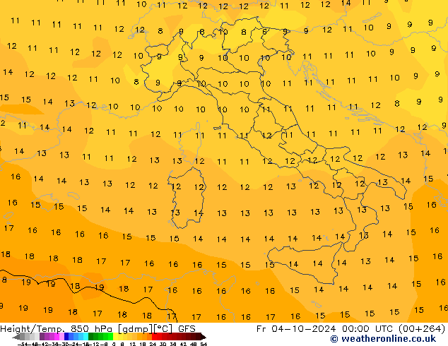 Height/Temp. 850 hPa GFS Fr 04.10.2024 00 UTC