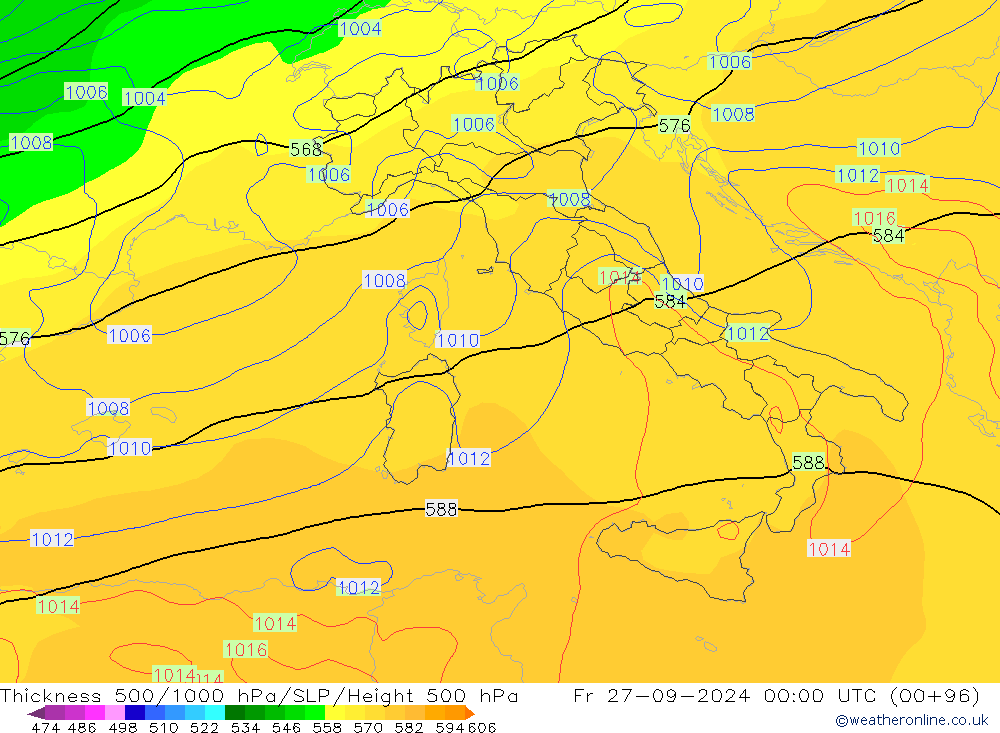 Thck 500-1000hPa GFS Fr 27.09.2024 00 UTC