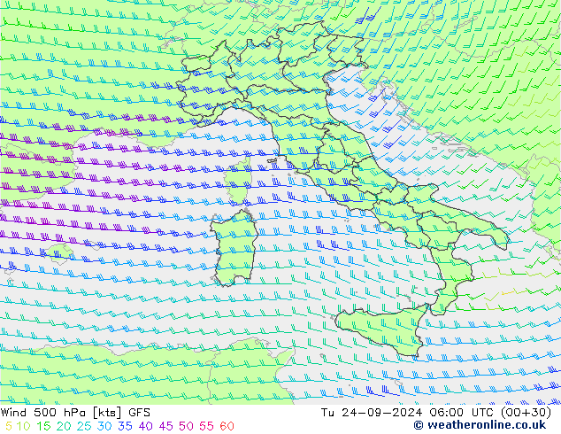 Vento 500 hPa GFS mar 24.09.2024 06 UTC