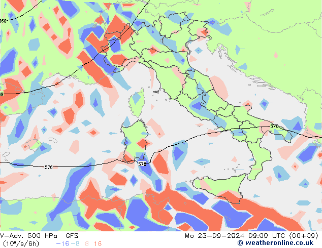 V-Adv. 500 hPa GFS Pzt 23.09.2024 09 UTC