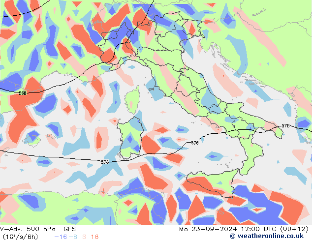 V-Adv. 500 hPa GFS Po 23.09.2024 12 UTC