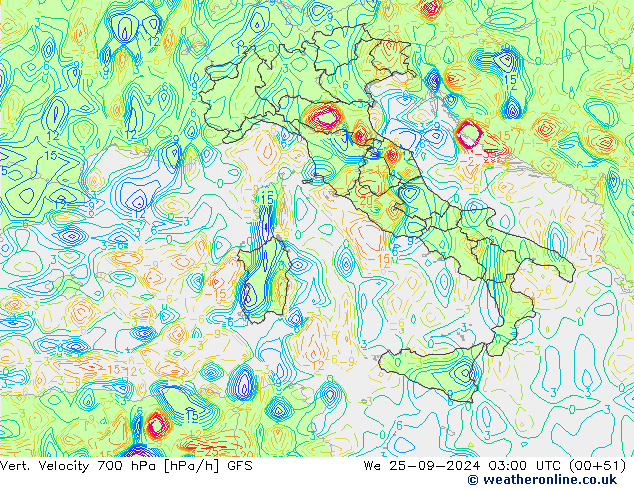 Vert. Velocity 700 hPa GFS We 25.09.2024 03 UTC