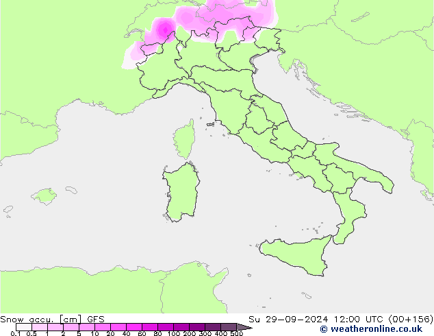 Snow accu. GFS dim 29.09.2024 12 UTC