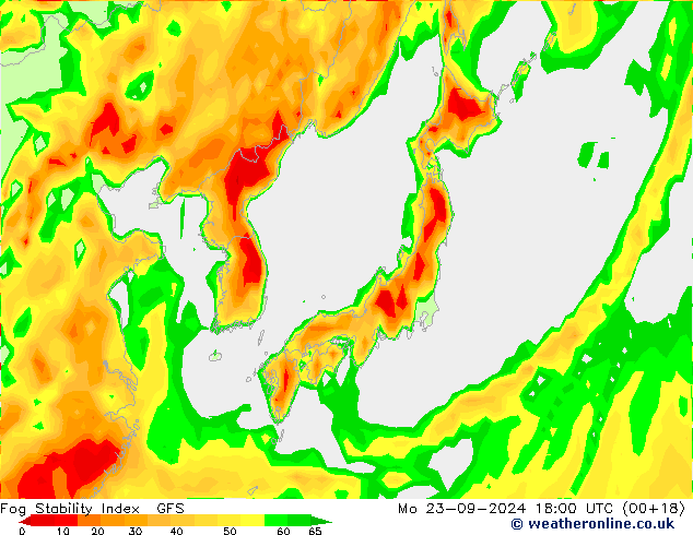 Fog Stability Index GFS lun 23.09.2024 18 UTC