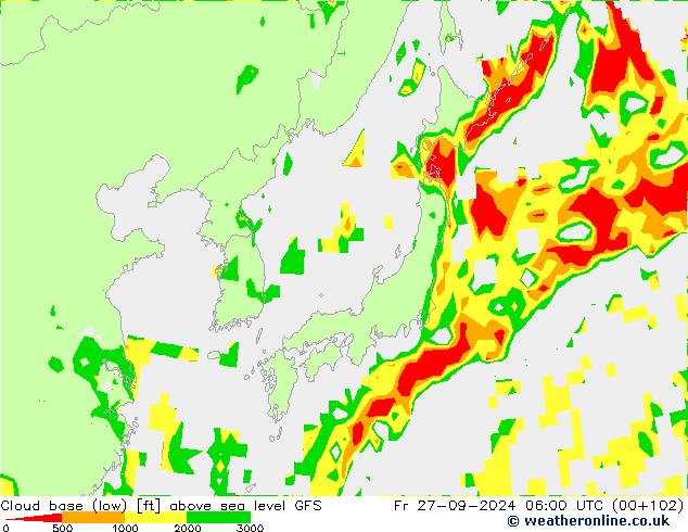 Höhe untere Wolkengrenze GFS Fr 27.09.2024 06 UTC