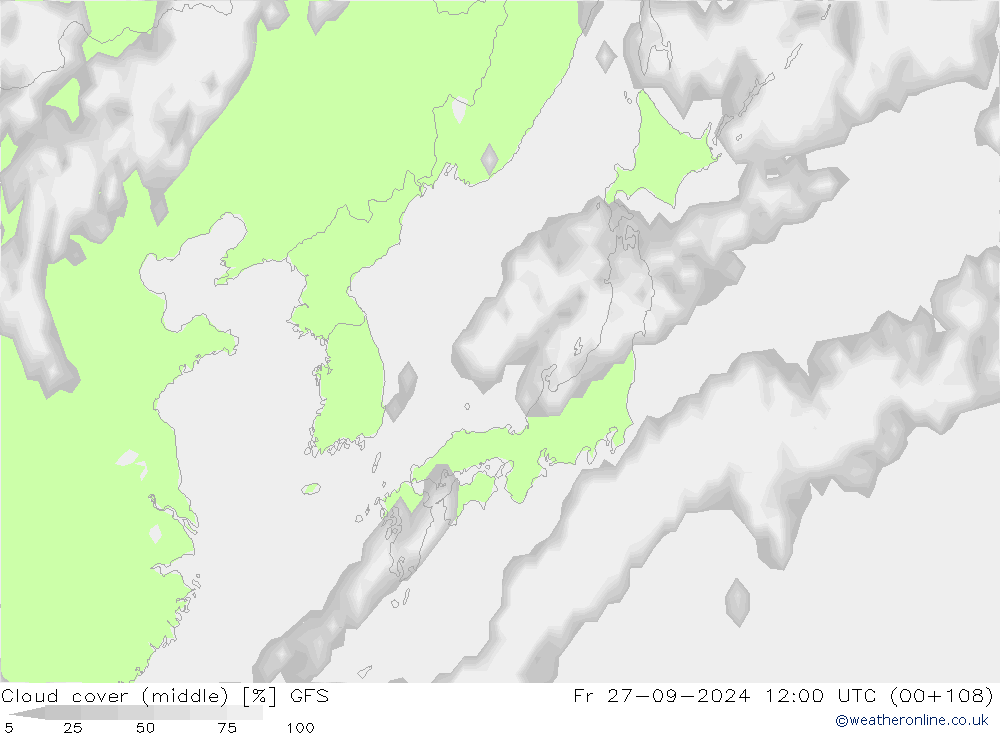 nuvens (médio) GFS Sex 27.09.2024 12 UTC