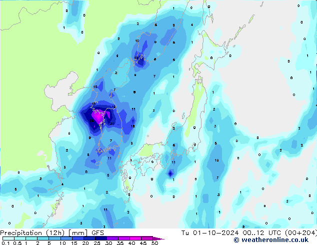 opad (12h) GFS wto. 01.10.2024 12 UTC