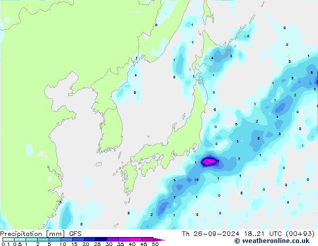 осадки GFS чт 26.09.2024 21 UTC