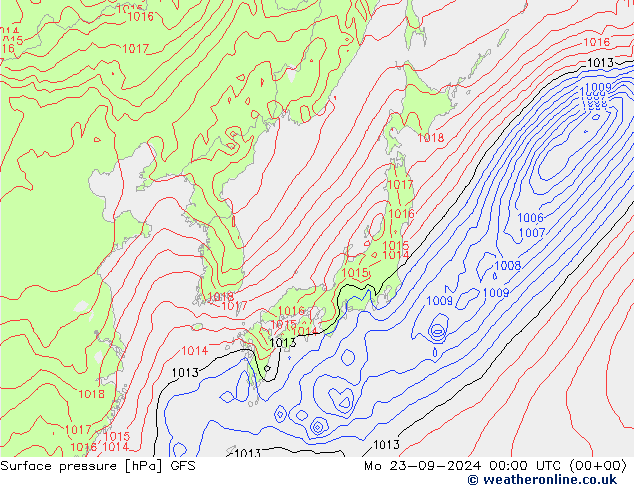 pression de l'air GFS lun 23.09.2024 00 GMT