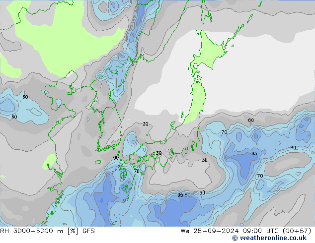 RV 3000-6000 m GFS wo 25.09.2024 09 UTC