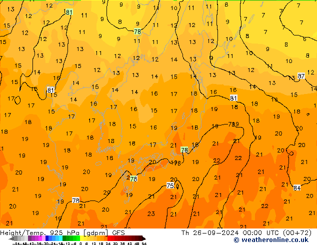 Height/Temp. 925 hPa GFS Th 26.09.2024 00 UTC