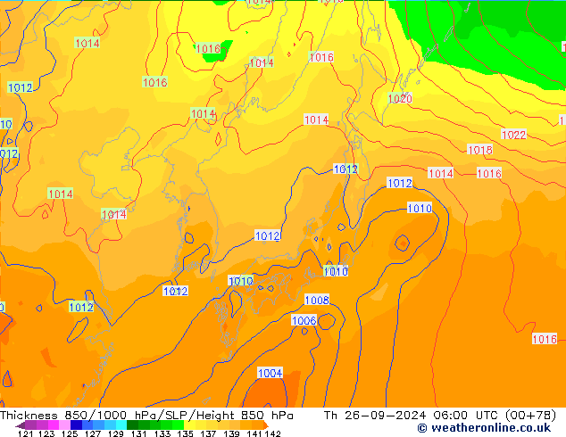 Schichtdicke 850-1000 hPa GFS Do 26.09.2024 06 UTC