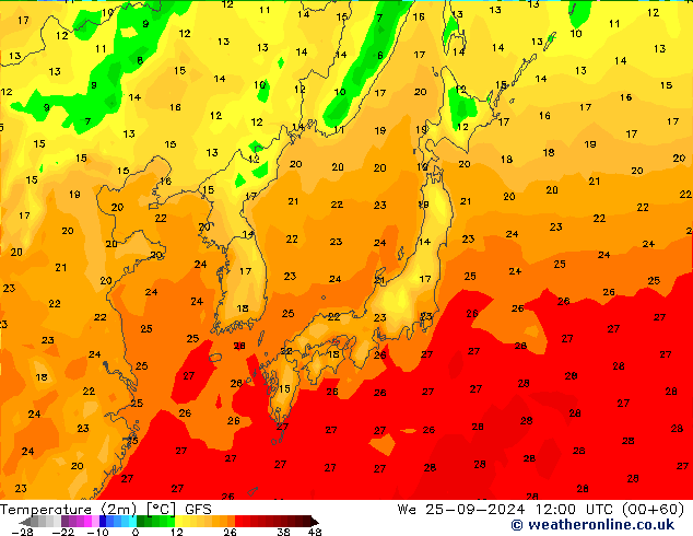 GFS: mer 25.09.2024 12 UTC