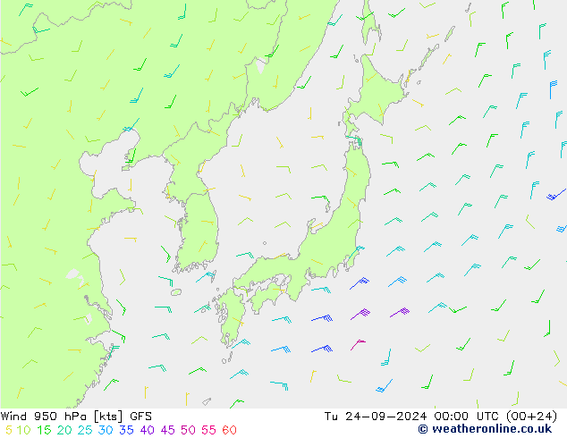 Rüzgar 950 hPa GFS Sa 24.09.2024 00 UTC