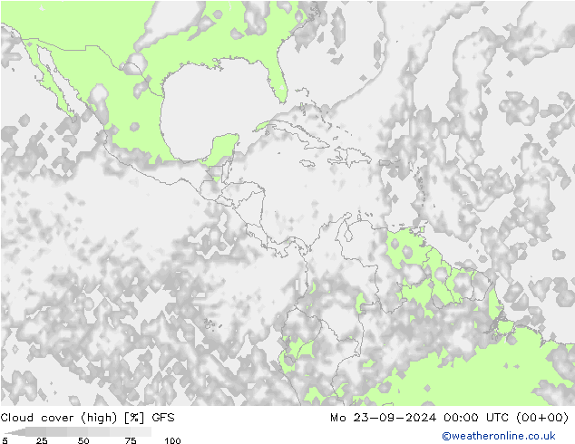 Bewolking (Hoog) GFS ma 23.09.2024 00 UTC