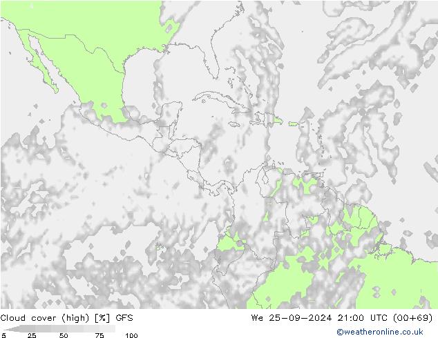 Wolken (hohe) GFS Mi 25.09.2024 21 UTC