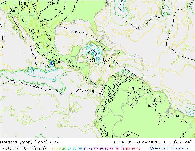 Isotachs (mph) GFS Tu 24.09.2024 00 UTC