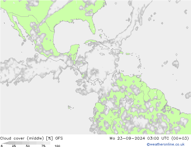 Bewolking (Middelb.) GFS ma 23.09.2024 03 UTC