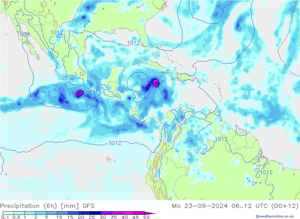 Z500/Rain (+SLP)/Z850 GFS  23.09.2024 12 UTC