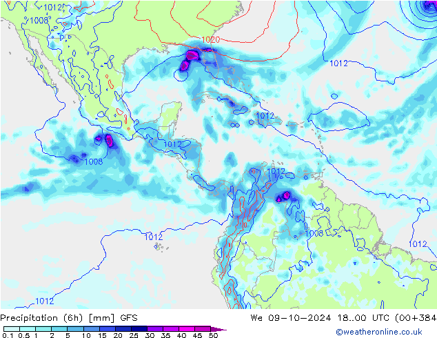 Z500/Rain (+SLP)/Z850 GFS St 09.10.2024 00 UTC