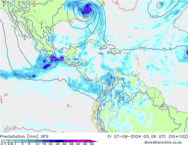 Precipitazione GFS ven 27.09.2024 06 UTC