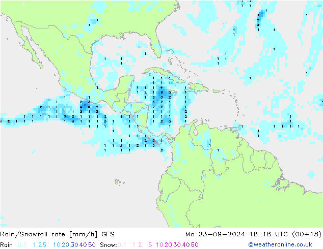 Rain/Snowfall rate GFS Mo 23.09.2024 18 UTC