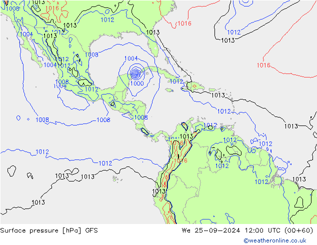 Surface pressure GFS We 25.09.2024 12 UTC