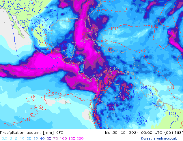 Precipitation accum. GFS пн 30.09.2024 00 UTC