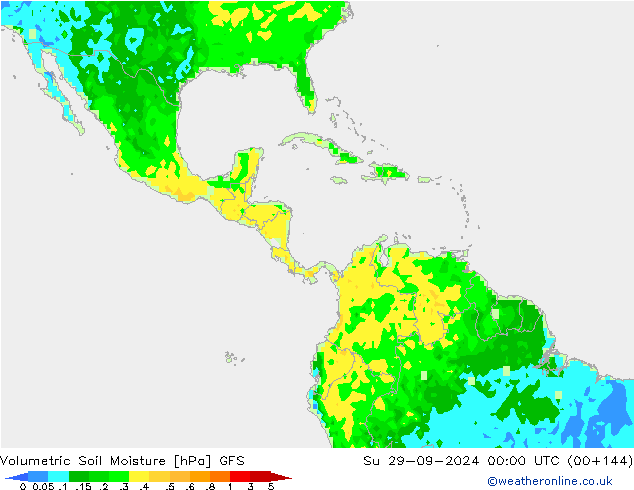 Volumetric Soil Moisture GFS dom 29.09.2024 00 UTC