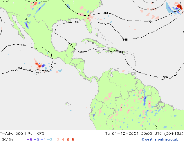 T-Adv. 500 hPa GFS Tu 01.10.2024 00 UTC