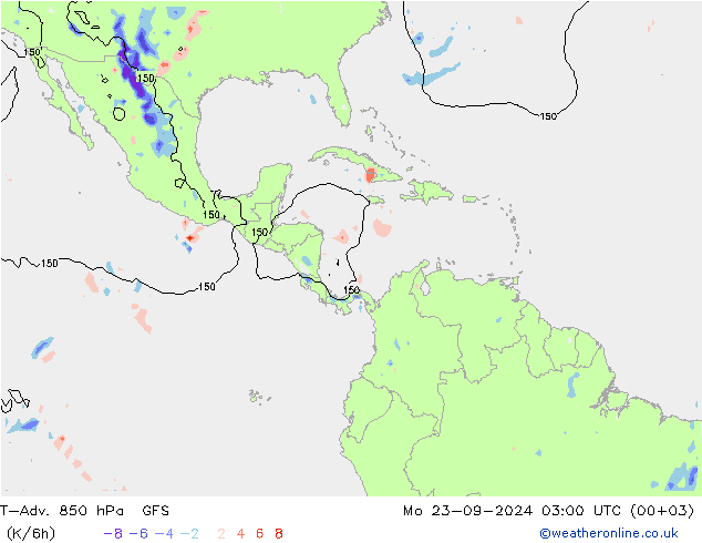 T-Adv. 850 hPa GFS Mo 23.09.2024 03 UTC