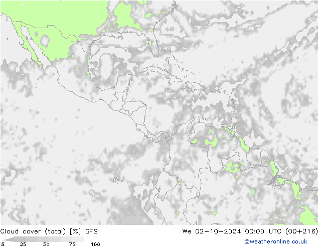 nuvens (total) GFS Qua 02.10.2024 00 UTC