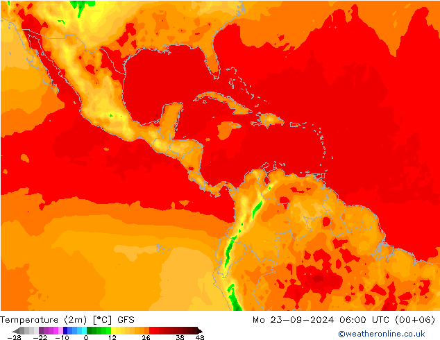 Temperature (2m) GFS Mo 23.09.2024 06 UTC