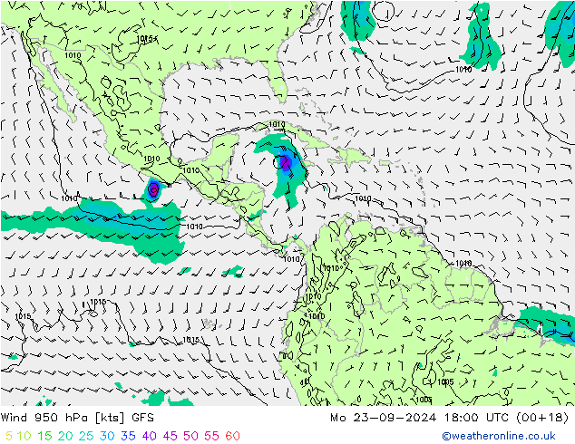 Wind 950 hPa GFS ma 23.09.2024 18 UTC