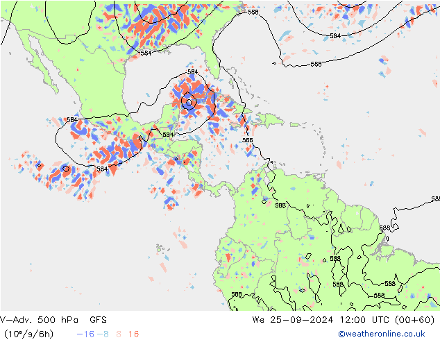 V-Adv. 500 hPa GFS We 25.09.2024 12 UTC