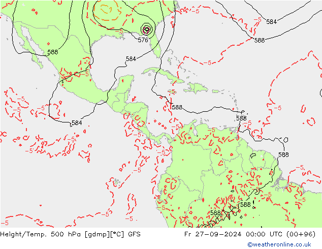 Z500/Rain (+SLP)/Z850 GFS Fr 27.09.2024 00 UTC