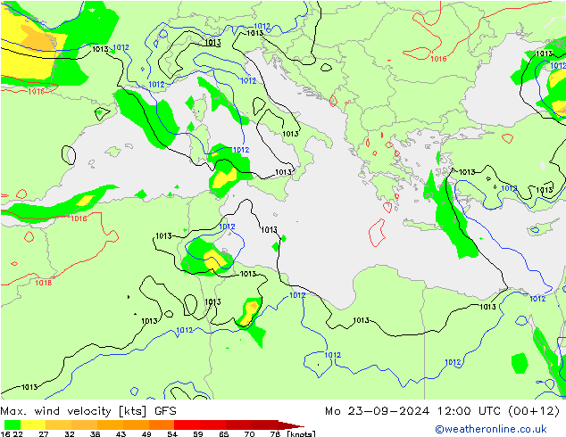 Max. wind velocity GFS  23.09.2024 12 UTC