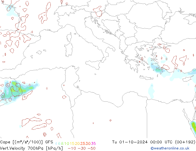 Cape GFS Tu 01.10.2024 00 UTC