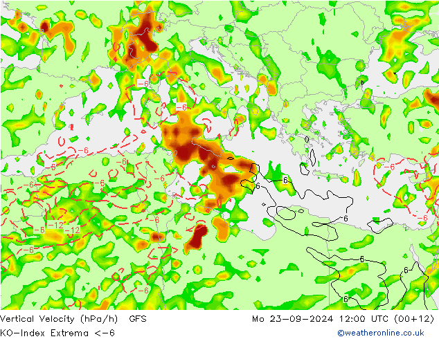 Convection-Index GFS Mo 23.09.2024 12 UTC