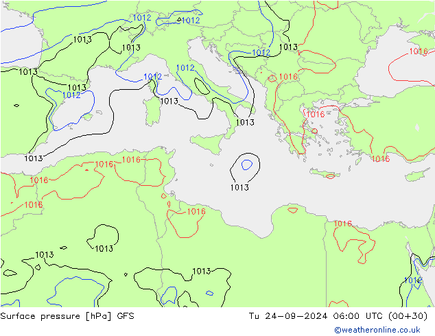 Bodendruck GFS Di 24.09.2024 06 UTC