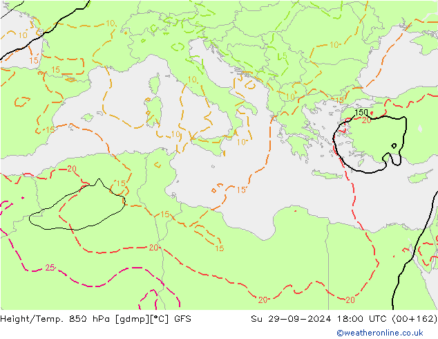 Z500/Rain (+SLP)/Z850 GFS Dom 29.09.2024 18 UTC